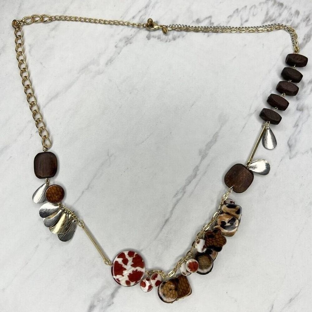 Chico's Gold and Silver Tone Animal Print Necklace